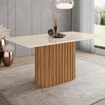 Mesa de Jantar 6 Lugares 160cm Vidro Canto Reto Clarice Nature/Off H02 - Mpozenato Mesa de Jantar 6 Lugares 160cm Vidro Canto Reto Clarice Nature/Off H02 - Mpozenato