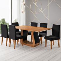 Mesa de Jantar 6 Lugares Amarena Mel/Veludo Preto - Viero Móveis