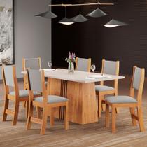 Mesa de Jantar 6 Lugares Andressa Mel/Blonde/Veludo Cinza - Viero Móveis Mesa de Jantar 6 Lugares Andressa Mel/Blonde/Veludo Cinza - Viero Móveis