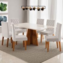 Mesa de Jantar 6 Lugares Antonella Mel/Blonde/Veludo Pastel - Viero Móveis Mesa de Jantar 6 Lugares Antonella Mel/Blonde/Veludo Pastel - Viero Móveis