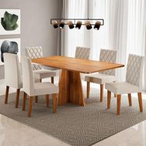 Mesa de Jantar 6 Lugares Antonella Mel/Veludo Pastel - Viero Móveis Mesa de Jantar 6 Lugares Antonella Mel/Veludo Pastel - Viero Móveis