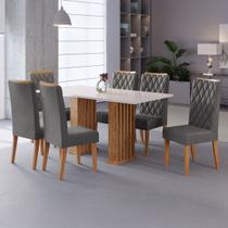 Mesa de Jantar 6 Lugares Azura Ripado Mel/Blonde/Cinza - Viero Móveis Mesa de Jantar 6 Lugares Azura Ripado Mel/Blonde/Cinza - Viero Móveis