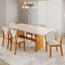 Mesa de Jantar 6 Lugares Borgia Mel/Blonde/Pastel - Viero Móveis Mesa de Jantar 6 Lugares Borgia Mel/Blonde/Pastel - Viero Móveis