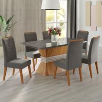 Mesa de Jantar 6 Lugares Brotherhood com Vidro Mel/Grafite - Panorama Móveis Mesa de Jantar 6 Lugares Brotherhood com Vidro Mel/Grafite - Panorama Móveis