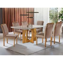 Mesa de Jantar 6 Lugares Cadeiras Juliana em Suede Bege Móveis Mix - Móveis Mundial