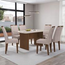 Mesa de Jantar 6 Lugares Cairo Evora com Vidro Freijo/Bege - Art Panta