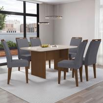 Mesa de Jantar 6 Lugares Cairo Evora com Vidro Freijo/Cinza - Art Panta