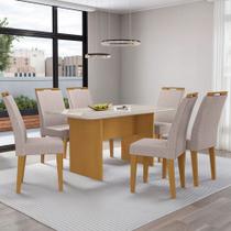 Mesa de Jantar 6 Lugares Cairo Evora com Vidro Nature/Bege - Art Panta