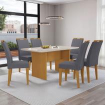 Mesa de Jantar 6 Lugares Cairo Evora com Vidro Nature/Cinza - Art Panta