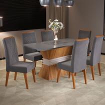 Mesa de Jantar 6 Lugares Celta Mel/Cinza/Grafite - Viero Móveis Mesa de Jantar 6 Lugares Celta Mel/Cinza/Grafite - Viero Móveis