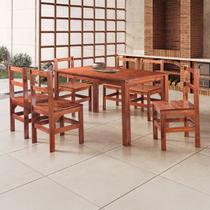 Mesa de Jantar 6 Lugares Cherry Madeira Maciça Mogano - Pnr Móveis