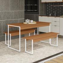 Mesa De Jantar 6 lugares com 2 Bancos Industrial Aço Metal Mesa De Jantar 6 lugares com 2 Bancos Industrial Aço Metal
