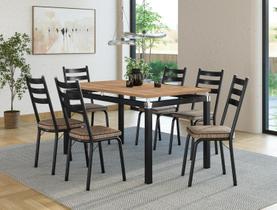 Mesa De Jantar 6 Lugares Com 6 Cadeiras Malva 136 cm Ratan