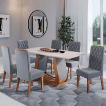 Mesa de Jantar 6 Lugares Dallas Imbuia/Blonde/Veludo Cinza - Viero Móveis Mesa de Jantar 6 Lugares Dallas Imbuia/Blonde/Veludo Cinza - Viero Móveis