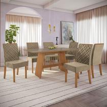 Mesa de Jantar 6 Lugares Elise com Vidro Freijo/Bronze/Bege - Kappesberg Jantar
