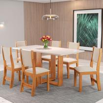 Mesa de Jantar 6 Lugares Erika Mel/Blonde/Nude - Viero Móveis Mesa de Jantar 6 Lugares Erika Mel/Blonde/Nude - Viero Móveis