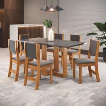 Mesa de Jantar 6 Lugares Erika Mel/Grafite - Viero Móveis Mesa de Jantar 6 Lugares Erika Mel/Grafite - Viero Móveis