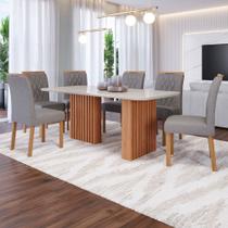 Mesa de Jantar 6 Lugares Ester Juliana com Vidro Ripado Cinamomo/Off White/Grafite - Cimol Mesa de Jantar 6 Lugares Ester Juliana com Vidro Ripado Cinamomo/Off White/Grafite - Cimol