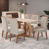 Mesa de Jantar 6 Lugares Fama Mel/Blonde/Marfim - Viero Móveis Mesa de Jantar 6 Lugares Fama Mel/Blonde/Marfim - Viero Móveis