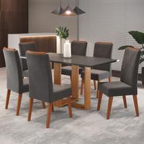 Mesa de Jantar 6 Lugares Fama Mel/Cinza/Grafite - Viero Móveis Mesa de Jantar 6 Lugares Fama Mel/Cinza/Grafite - Viero Móveis