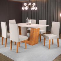 Mesa de Jantar 6 Lugares Floripa Mel/Blonde/Veludo Marfim - Viero Móveis