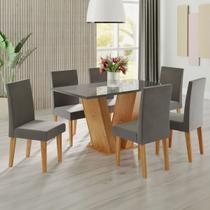 Mesa de Jantar 6 Lugares Franca Mel/Grafite/Veludo Grafite - Viero Móveis