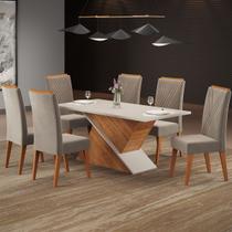 Mesa de Jantar 6 Lugares Fusion Mel/Blonde/Pérola - Viero Móveis