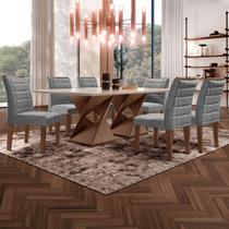 Mesa de Jantar 6 Lugares Genova com Vidro Chocolate/Off White/Cinza - Cel Móveis