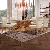 Mesa de Jantar 6 Lugares Genova com Vidro Cinamomo/Off White/Bege - Cel Móveis Mesa de Jantar 6 Lugares Genova com Vidro Cinamomo/Off White/Bege - Cel Móveis