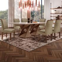 Mesa de Jantar 6 Lugares Genova/Luísa com Vidro Chocolate/Off White/Marrom Claro - Cel Móveis Mesa de Jantar 6 Lugares Genova/Luísa com Vidro Chocolate/Off White/Marrom Claro - Cel Móveis