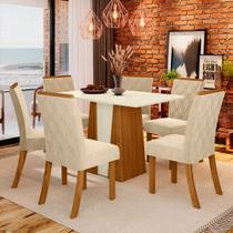 Mesa de Jantar 6 Lugares Keltin Nature/Off Whitte/Linho - Bci Móveis