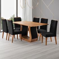 Mesa de Jantar 6 Lugares Lana Mel/Veludo Preto - Viero Móveis Mesa de Jantar 6 Lugares Lana Mel/Veludo Preto - Viero Móveis