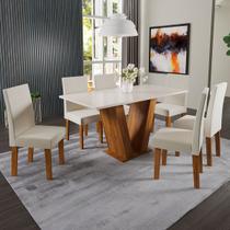 Mesa de Jantar 6 Lugares Lidia Marte Seda/Blonde/Nude - Pnr Móveis Mesa de Jantar 6 Lugares Lidia Marte Seda/Blonde/Nude - Pnr Móveis