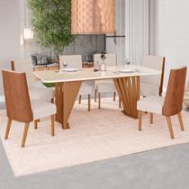 Mesa de Jantar 6 Lugares Lívia com Vidro Nature/material sintético - Pnr Móveis Mesa de Jantar 6 Lugares Lívia com Vidro Nature/material sintético - Pnr Móveis