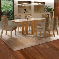 Mesa de Jantar 6 Lugares Lottus com Vidro Cinamomo/Pena Caramelo - Lj Móveis Mesa de Jantar 6 Lugares Lottus com Vidro Cinamomo/Pena Caramelo - Lj Móveis