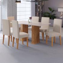Mesa de Jantar 6 Lugares Luxe Ripado Mel/Blonde/Pastel - Viero Móveis Mesa de Jantar 6 Lugares Luxe Ripado Mel/Blonde/Pastel - Viero Móveis