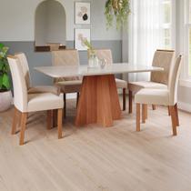 Mesa de Jantar 6 Lugares Maitê Fernanda com Vidro Cinamomo/Off White/Nude - Cimol Mesa de Jantar 6 Lugares Maitê Fernanda com Vidro Cinamomo/Off White/Nude - Cimol