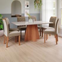 Mesa de Jantar 6 Lugares Maitê Juliana com Vidro Cinamomo/Off White/Joli - Cimol Mesa de Jantar 6 Lugares Maitê Juliana com Vidro Cinamomo/Off White/Joli - Cimol