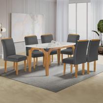 Mesa de Jantar 6 Lugares Melina Luisa com Vidro Cinamomo/Off White/Cinza - Cel Móveis Mesa de Jantar 6 Lugares Melina Luisa com Vidro Cinamomo/Off White/Cinza - Cel Móveis