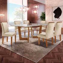 Mesa de Jantar 6 Lugares Nápoles/Luísa com Vidro Cinamomo/Off White/Bege - Cel Móveis Mesa de Jantar 6 Lugares Nápoles/Luísa com Vidro Cinamomo/Off White/Bege - Cel Móveis
