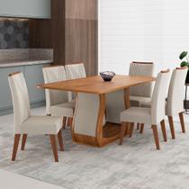 Mesa de Jantar 6 Lugares Opala Mel/Bege - Viero Móveis Mesa de Jantar 6 Lugares Opala Mel/Bege - Viero Móveis