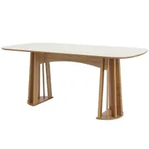 Mesa De Jantar 6 Lugares Pés Ripado Orgânico 180cm Dalí D03 Off White Freijó - Lyam Decor