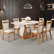 Mesa de Jantar 6 Lugares Rayssa Sicilia Mel/Blonde/Veludo/Marfim - Pnr Móveis Mesa de Jantar 6 Lugares Rayssa Sicilia Mel/Blonde/Veludo/Marfim - Pnr Móveis