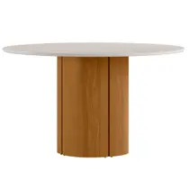 Mesa de Jantar 6 Lugares Redonda 135cm Verbena N01 Ypê Off White - Lyam Decor