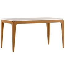 Mesa de Jantar 6 Lugares Retangular 160cm Tampo MDF Com Vidro Claris N01 Ypê Off White - Lyam Decor