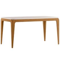 Mesa de Jantar 6 Lugares Retangular 160cm Tampo MDF Com Vidro Claris N01 Ypê Off White - Lyam Decor Mesa de Jantar 6 Lugares Retangular 160cm Tampo MDF Com Vidro Claris N01 Ypê Off White - Lyam Decor