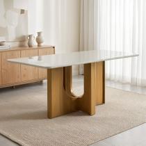 Mesa de Jantar 6 Lugares Retangular 160cm Tampo Vidro/MDF de 2,5cm Dora