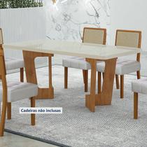 Mesa de Jantar 6 Lugares Retangular 160cm Tampo Vidro/MDF de 4cm Liz