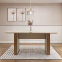 Mesa de Jantar 6 Lugares Retangular 160cm Tampo Vidro/MDF Julia Marrom/Cinamomo/Off White Mesa de Jantar 6 Lugares Retangular 160cm Tampo Vidro/MDF Julia Marrom/Cinamomo/Off White