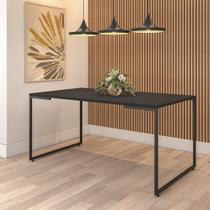 Mesa de Jantar 6 Lugares Retangular Industrial 160cm Porto Preto L06 - D'Rossi